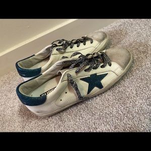 Golden Goose blue star Leopard lace sneaker sz 40